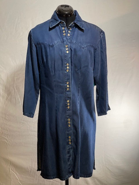 CF46-66 DENIM SHIRT DRESS WITH SNAP FRONT SIZE SMALL