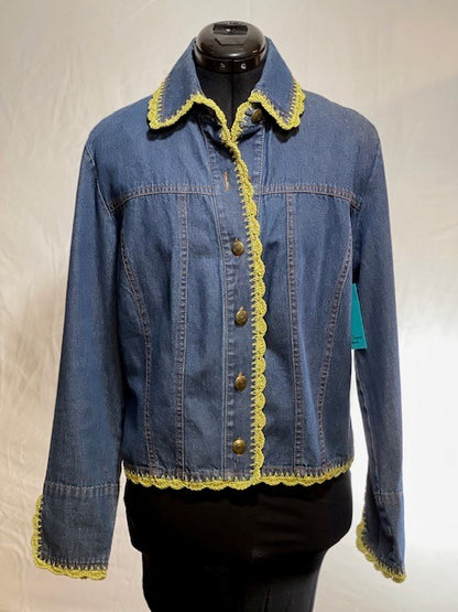 CF46-67 DENIM JACKET WITH LIME BBOARDER DETAIL SIZE SMALL