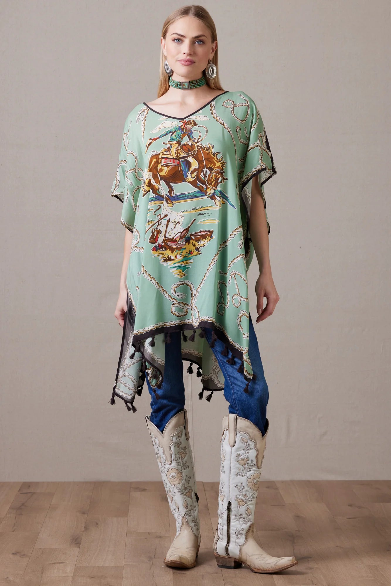 ROMANCE & RUSTLER PONCHO T4037 – Ann's Turquoise