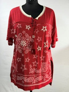 CF86-61 RED BANDANA TOP XL
