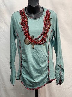 CF52-171 TURQ CORAL NECK TOP M