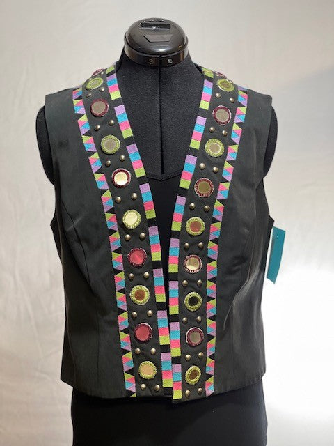 CF46-54 TENCEL VEST WITH MIRROR DETAIL, SMALL