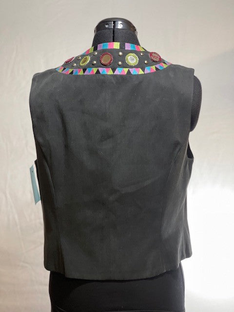 CF46-54 TENCEL VEST WITH MIRROR DETAIL, SMALL