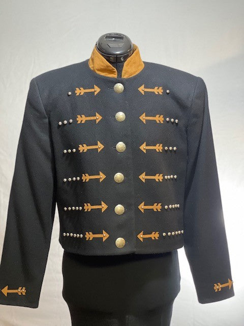 CF46-55 BLACK MILITARY STYLE JACKET, SIZE MEDIUM