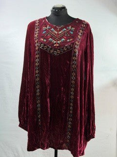 CF93-12 WINE VELVET TUNIC 1X