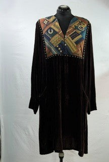 CF93-13 BRN VELVET BIB TUNIC 1X