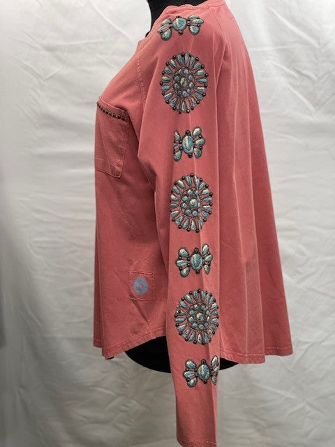 CF1-28 LS TOP WITH TURQ CONCHOS L