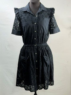 CF71-10 BLK EYELET DRESS XS