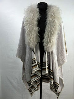 CF98-8 CASHMERE WRAP W/FUR S/M