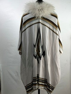 CF98-8 CASHMERE WRAP W/FUR S/M