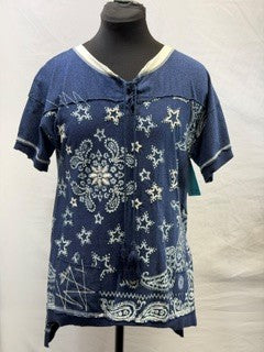 CF18-14 NAVY LIVING IN AMERICA TOP XS