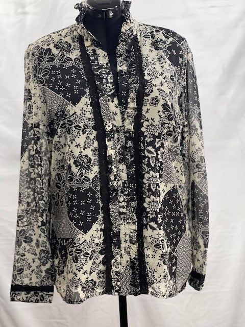 CF70-7 BLK/WHT BLOUSE L