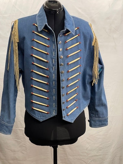 CF70-6 DENIM WITH TUBE BEADS L