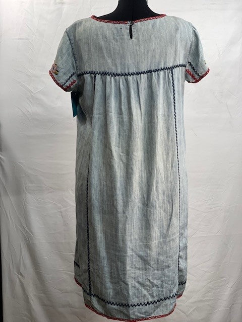 CF70-8 DENIM DRESS WITH EMB L