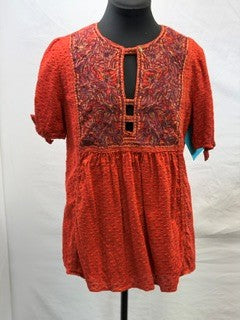 CF18-19 RED ROSE SCROLL TOP XS