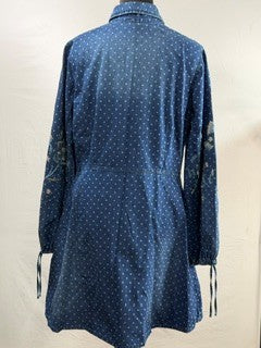 CF38-45 DENIM POLKA DOT DRESS L