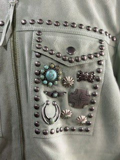 CF38-46 GREEN SUEDE JACKET L
