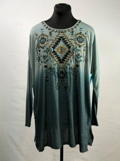 CF53-11 TURQ DIP DYE TUNIC L
