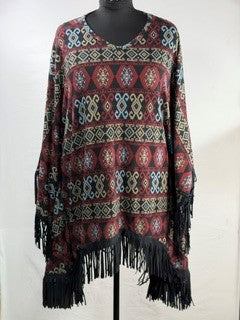 CF86-51 WINE/TAN/BLUE PONCHO XL