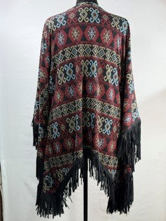 CF86-51 WINE/TAN/BLUE PONCHO XL