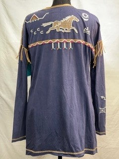 CF33-107 TOP WITH SLV FRINGE L