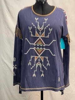 CF33-107 TOP WITH SLV FRINGE L