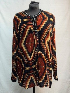 CF86-10 BLK/CRM VELVET TUNIC XL