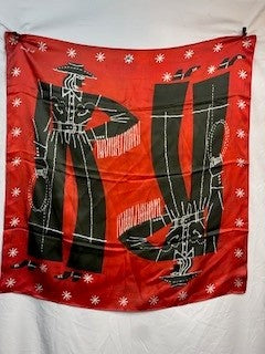 CF76-5 RE/BLK FRINGE SCARF