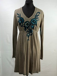 CF76-22 BLUE FLOWER DRESS M