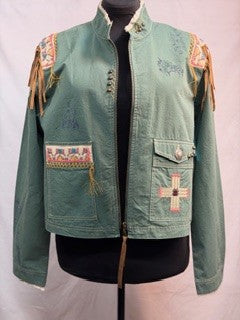 CF86-7 GREEN JACKET W/SHOULDER FRINGE XL