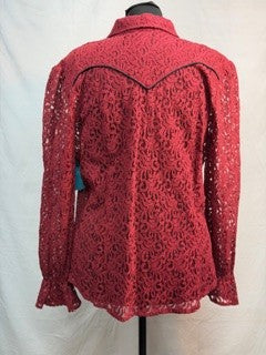 CF86-16 MERLOT LACE TOP XL
