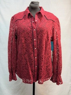 CF86-16 MERLOT LACE TOP XL