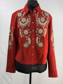 CF76-20 RED SUEDE SPARKLE JACKET S