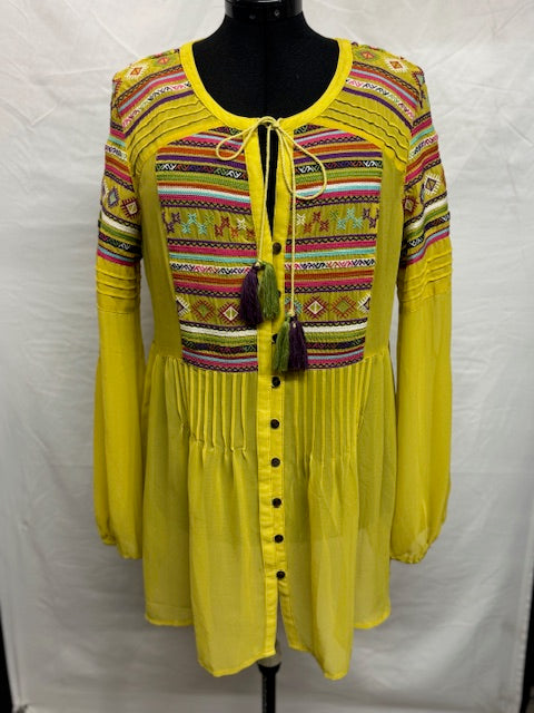 CF53-9 YELLOW TUNIC W/STITCH SHOULDERS & FRONT-L