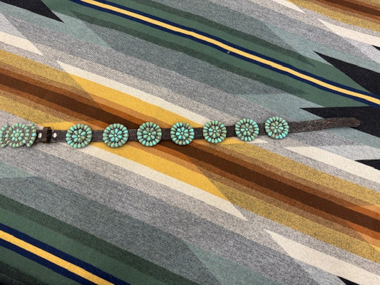 CF13-6 DDR FAUX TURQ CONCHO BELT #34