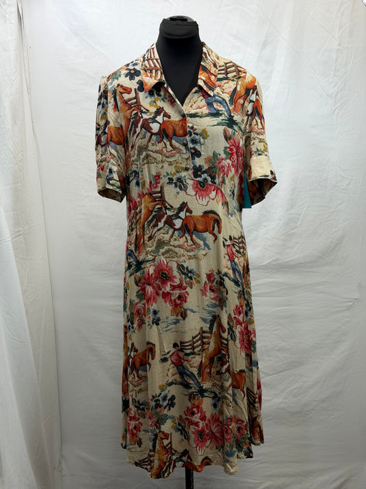 CF47-16 HORSE FLORAL DRESS L