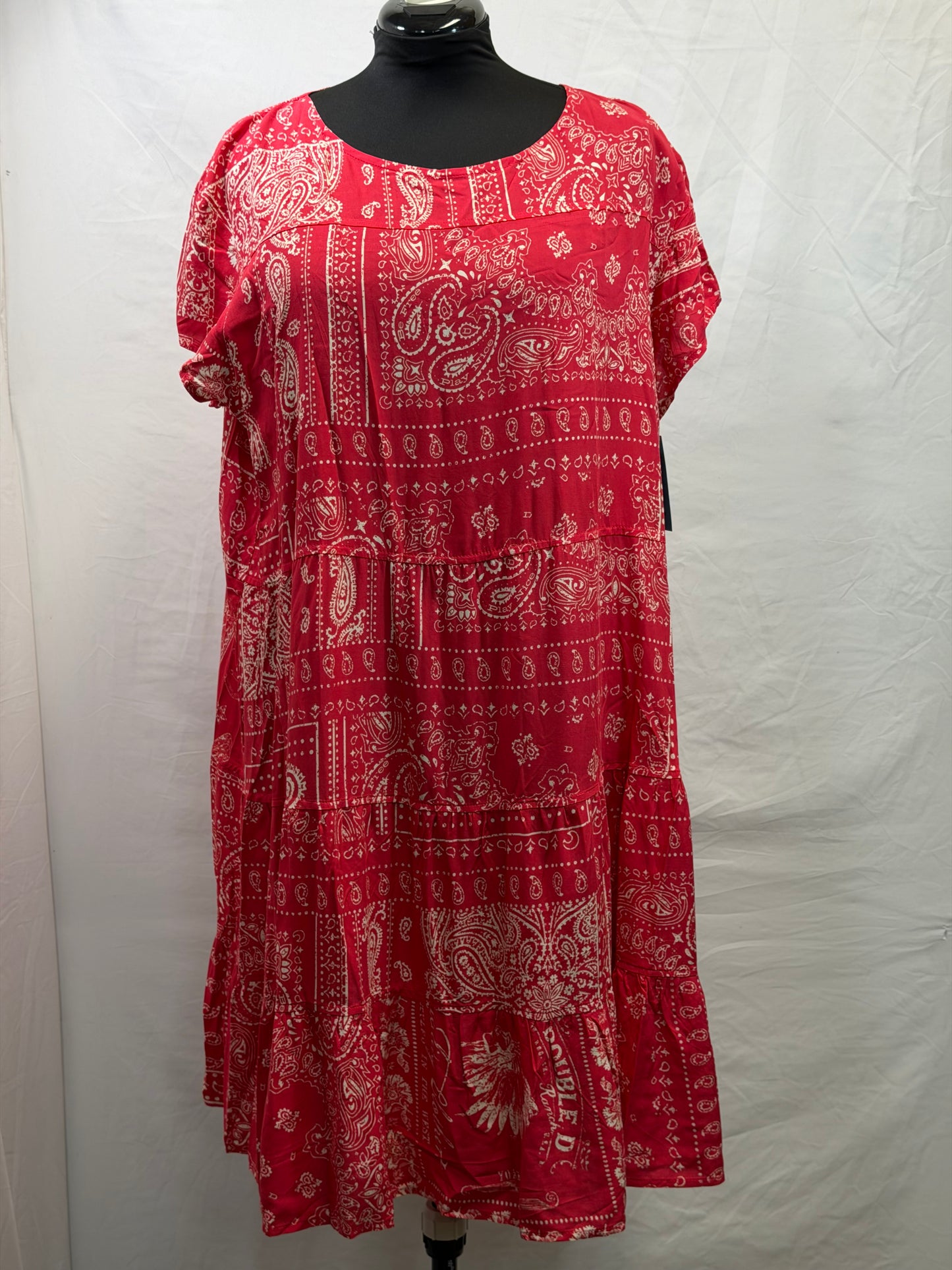 CF105-57 RED BANDANA DRESS 2X