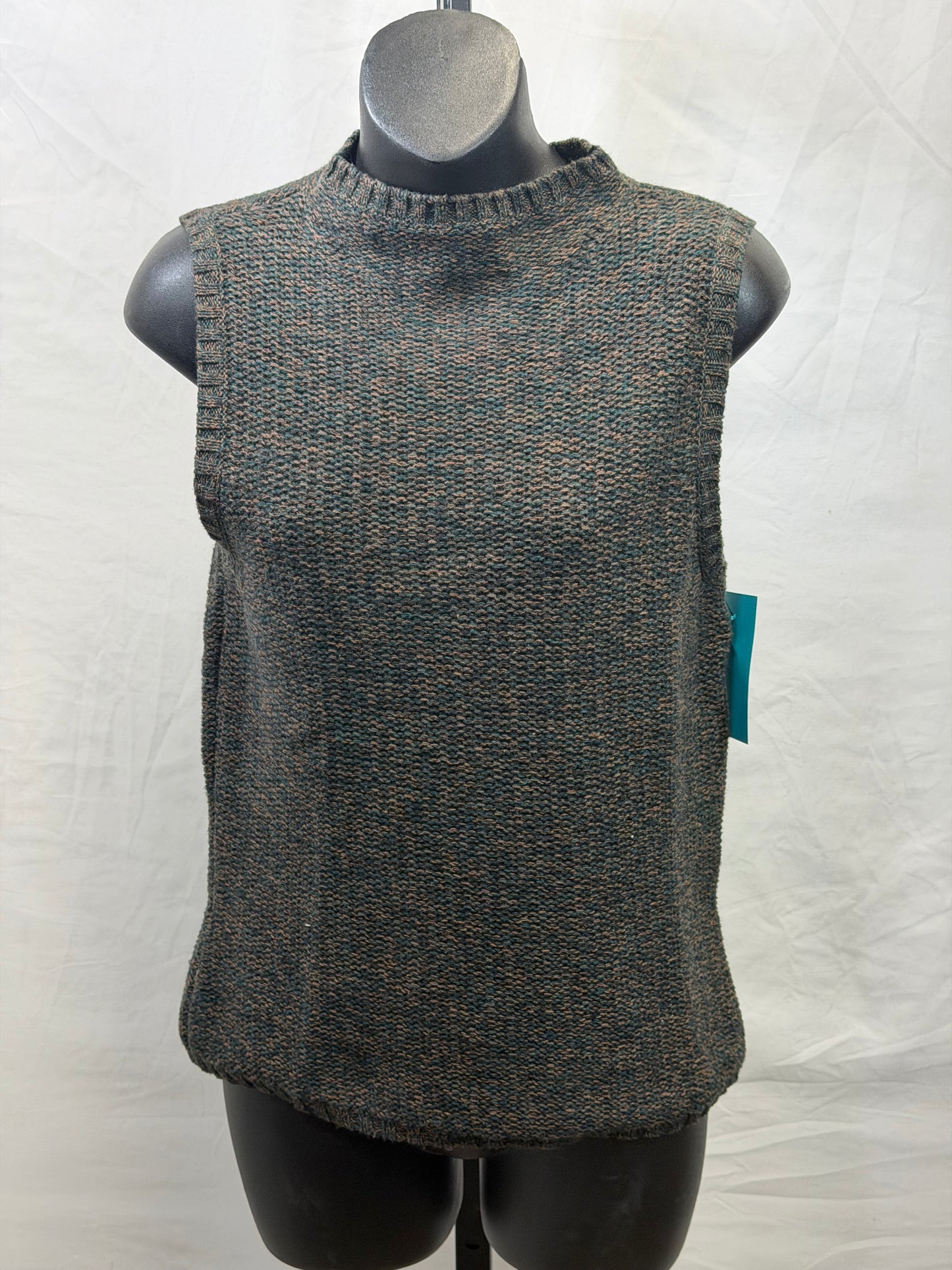 CF107-86 TURQ/BRN SWEATER VEST XS