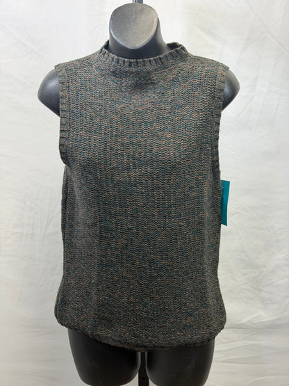 CF107-86 TURQ/BRN SWEATER VEST XS