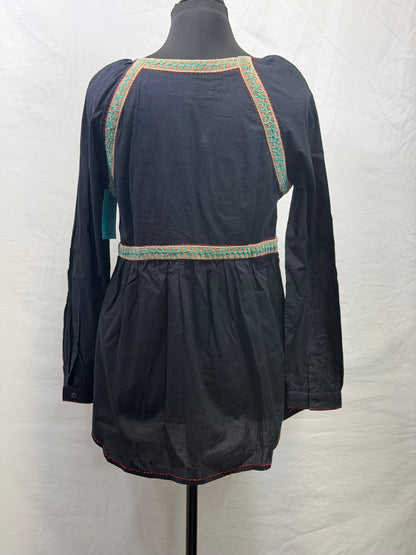 CF107-102 BLK TUNIC W/ VELVET TRIM S