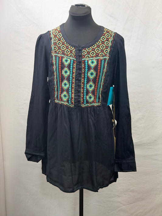 CF107-103 TUNIC W/RUST AND TURQ FRONT S