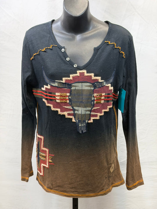 CF107-110 V NECK SKULL TOP M