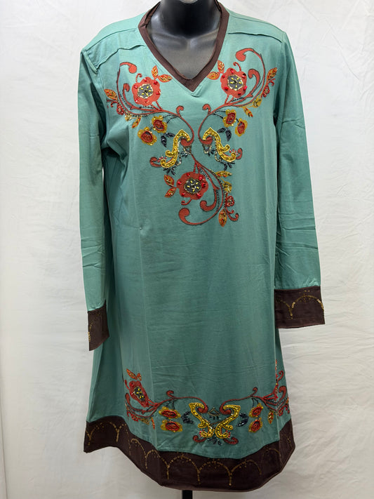 CF107-113 SAGE/BRN DRESS L