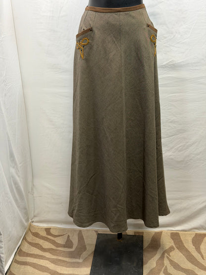 CF107-122 BROWN SKIRT W SUEDE TRIM 8