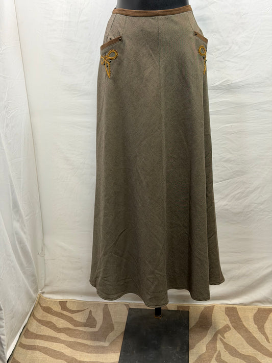 CF107-122 BROWN SKIRT W SUEDE TRIM 8