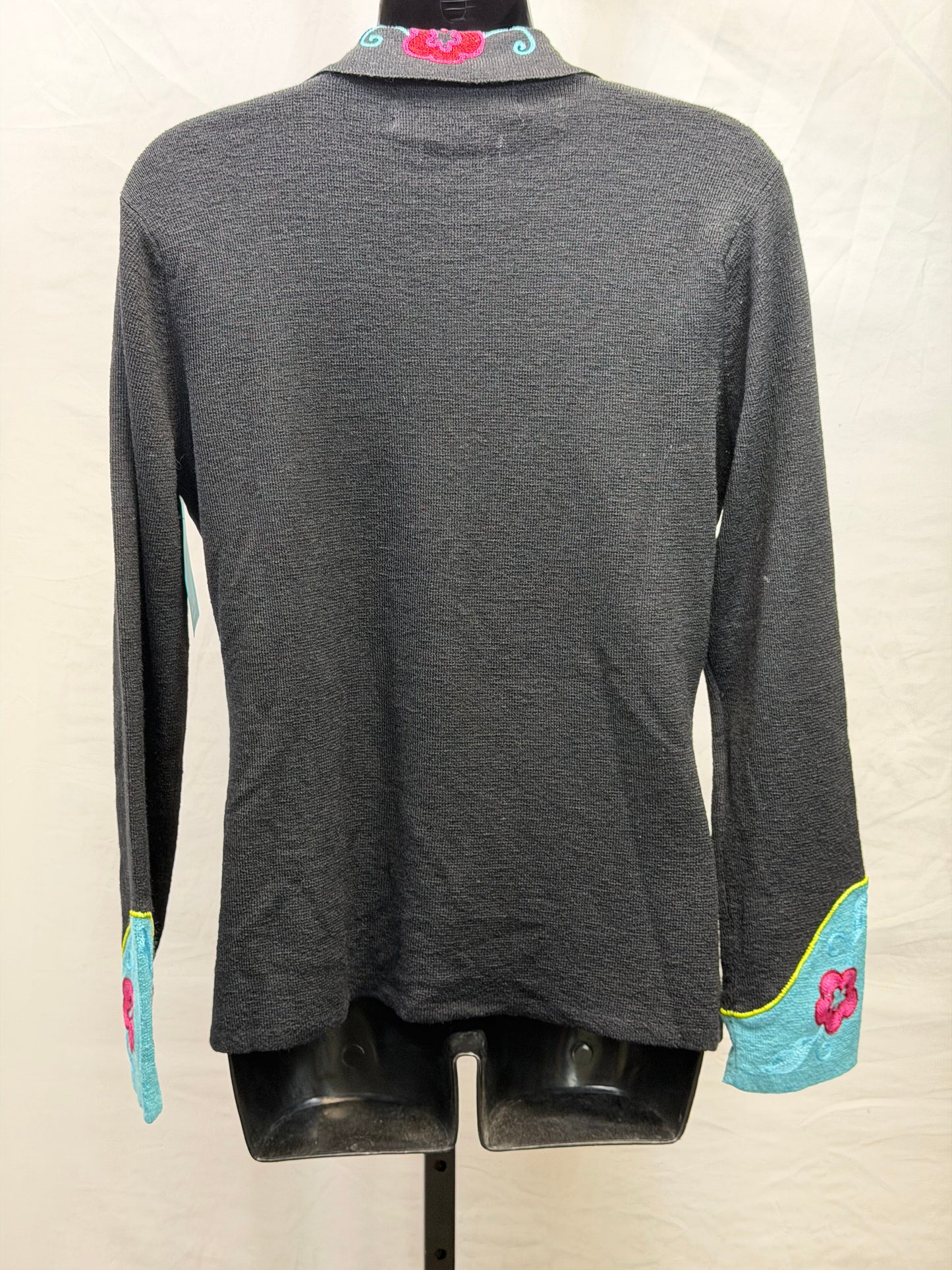 CF107-128 KNIT JACKET W/ PINK FLOWERS M