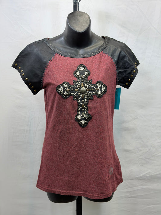 CF107-130 LEATHER SLVD CROSS TOP S