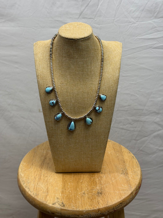 CF105-116 7 STONE TURQ NECKLACE