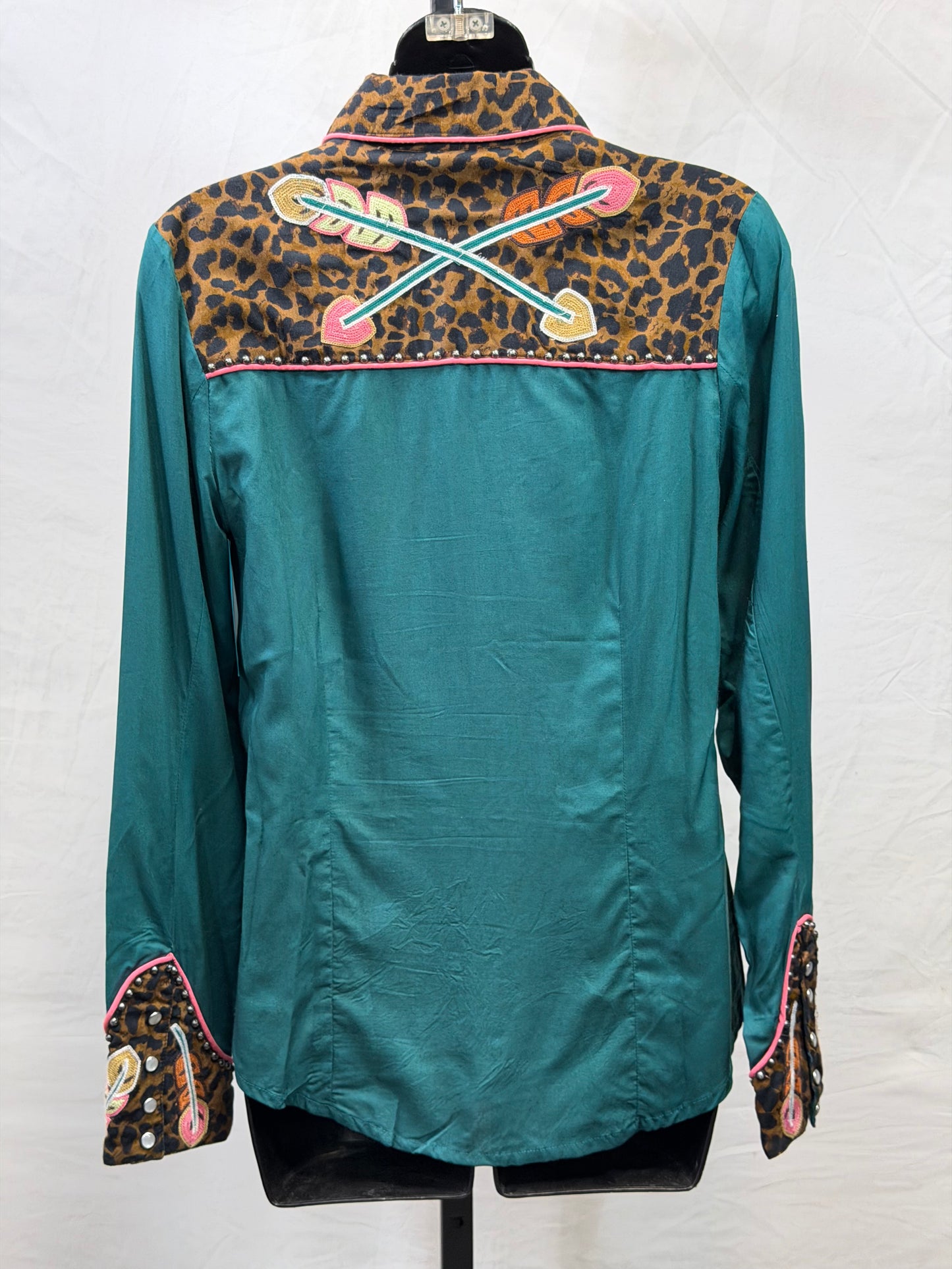 CF55-93 TEAL FEATHER BLOUSE XS