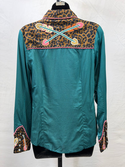 CF55-93 TEAL FEATHER BLOUSE XS